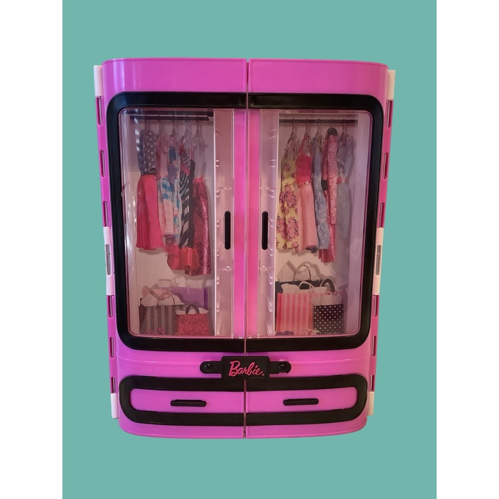 2015 Mattel Barbie Clothing Closet Wardrobe Carrying Case DMT57 Black & Pink